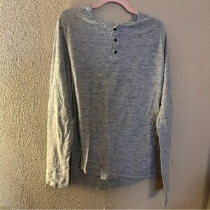 Men's Gray Henley Long Sleeve Shirt Size XXL Winter Fall Casual Everyday